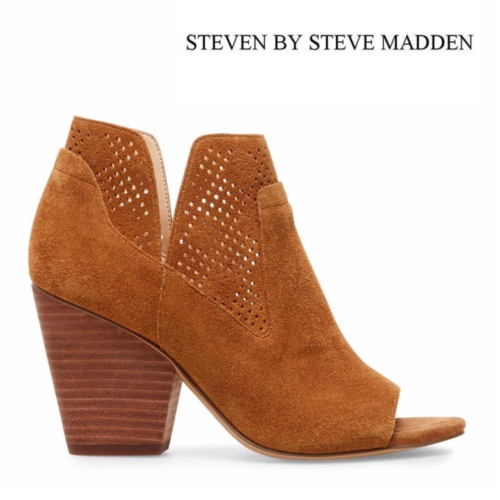 NIB Steven by Steve Madden Ready Stack Heel Open Toe Bootie